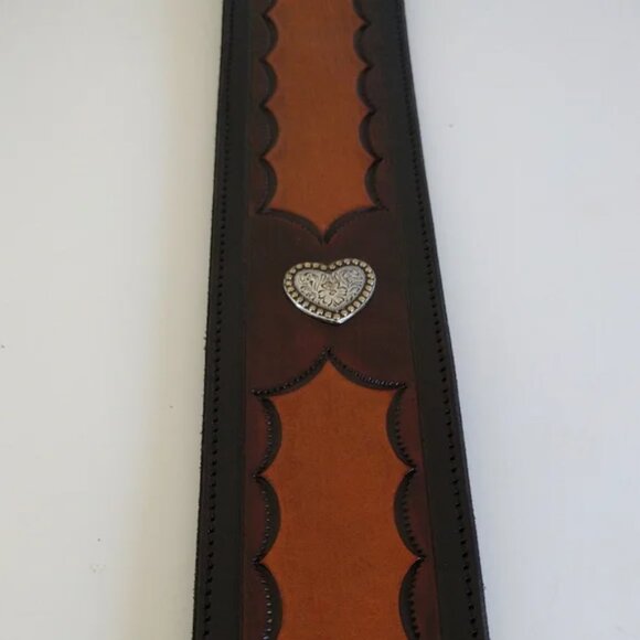 Custom Hand Tooled Leather Guitar Strap Adjustable Olivia - Picture 3 of 13